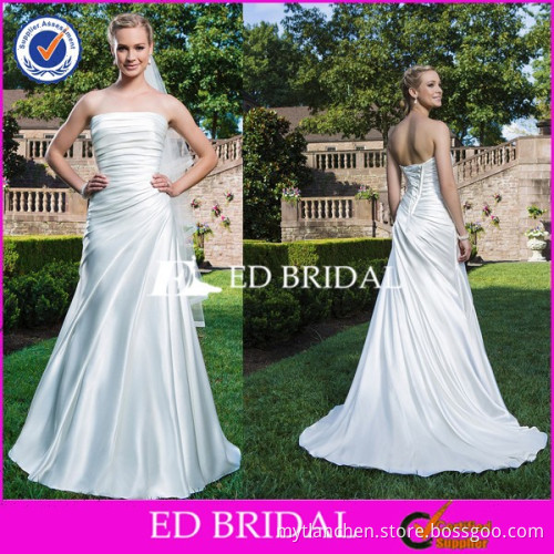 CE1285 Elegant Strapless Pleat Sliver Satin Floor Length Sexy Wedding Anniversary Dresses
